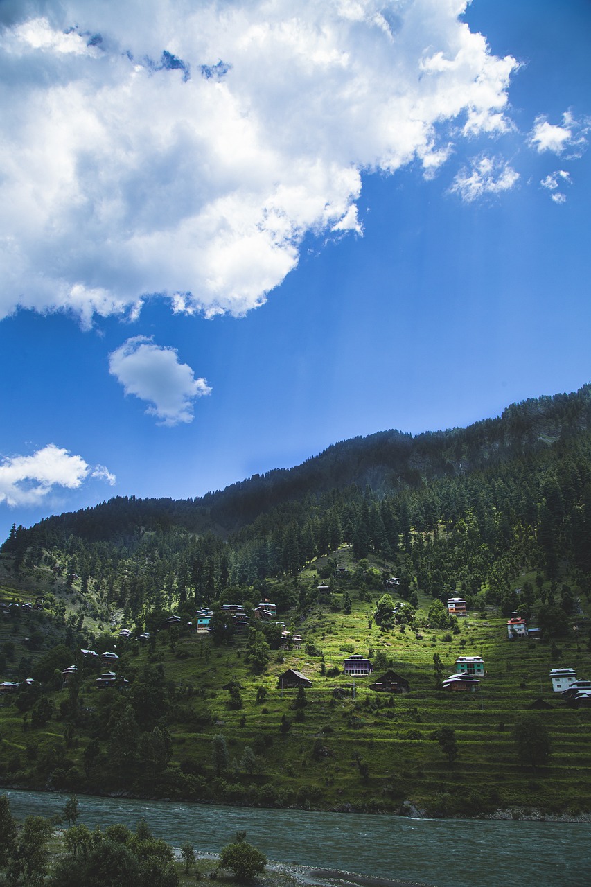 mountain, river, kashmir